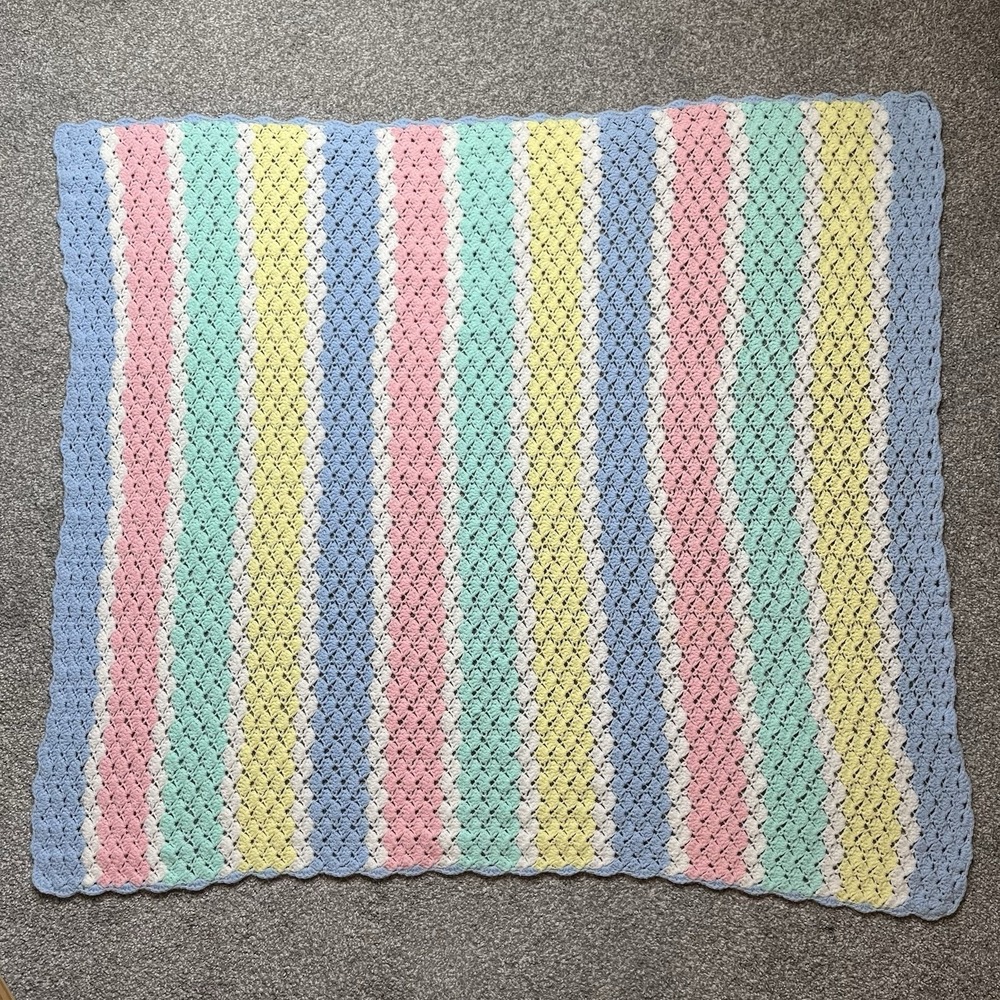 Beautiful Multicolor Hand Crocheted Crib Blanket